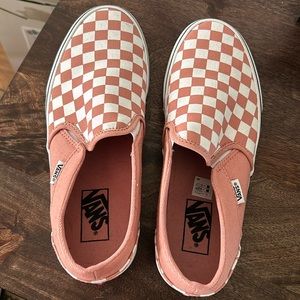 Rosette/White Checkerboard Vans. New without box.